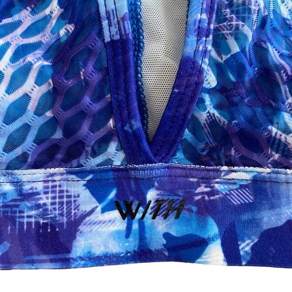 NEW Peloton x WITH Blue Moves High Neck Racerback Cutout Sports Bra Size Medium - Picture 12 of 15